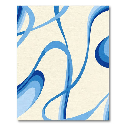 Modern Blue Swirl Ribbon Rug
