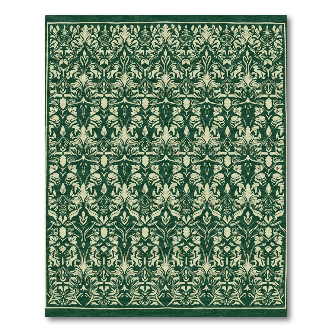Emerald Vintage Floral Scroll Rug
