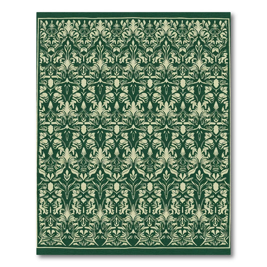 Emerald Vintage Floral Scroll Rug