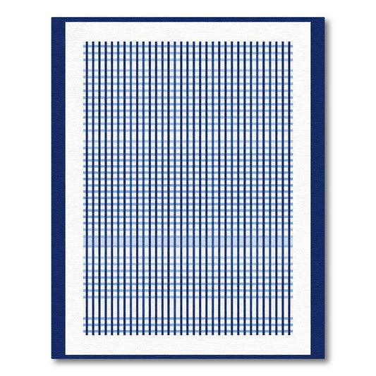 Classic Navy Blue Gingham Weave Rug