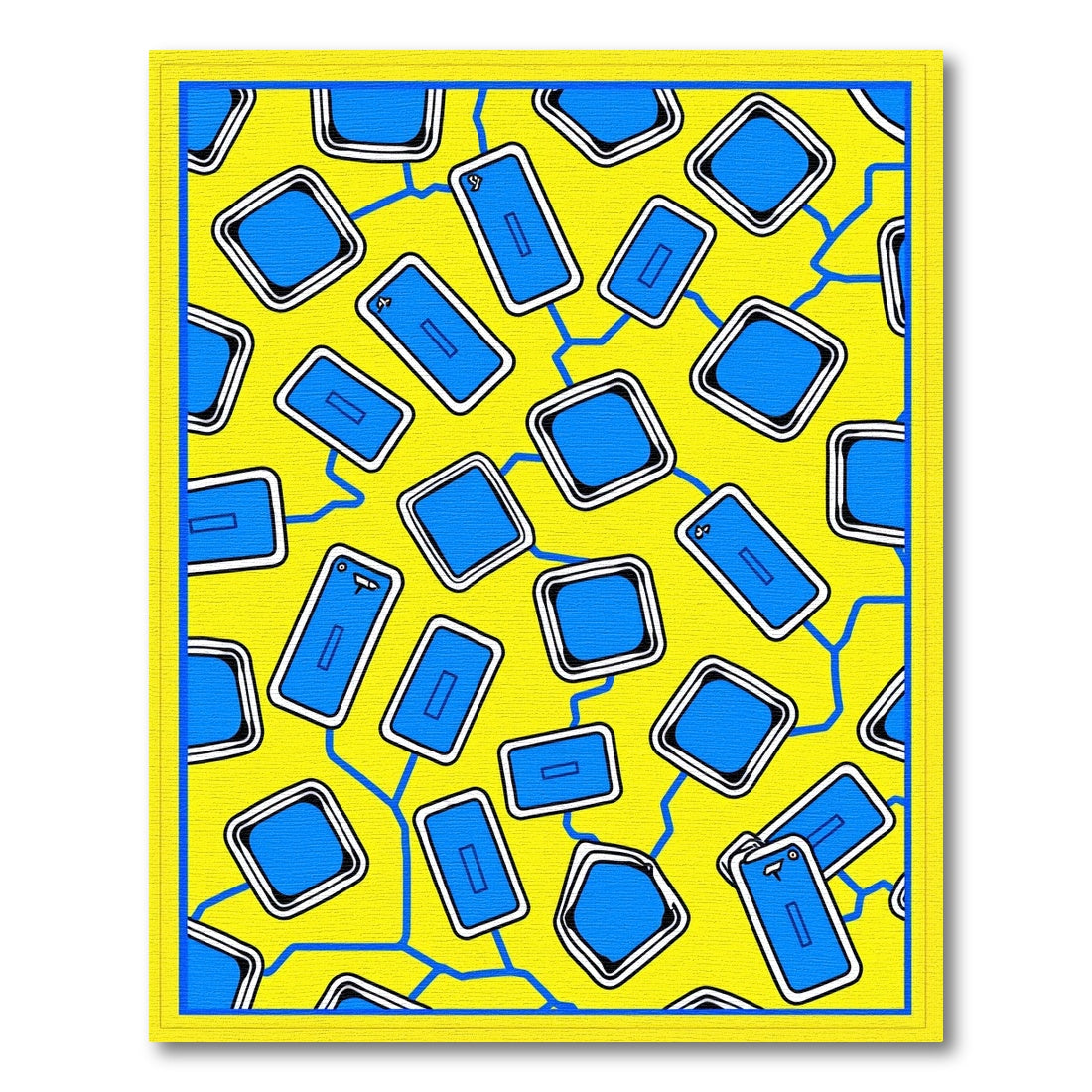 Retro Yellow Blue Digital Grid Rug