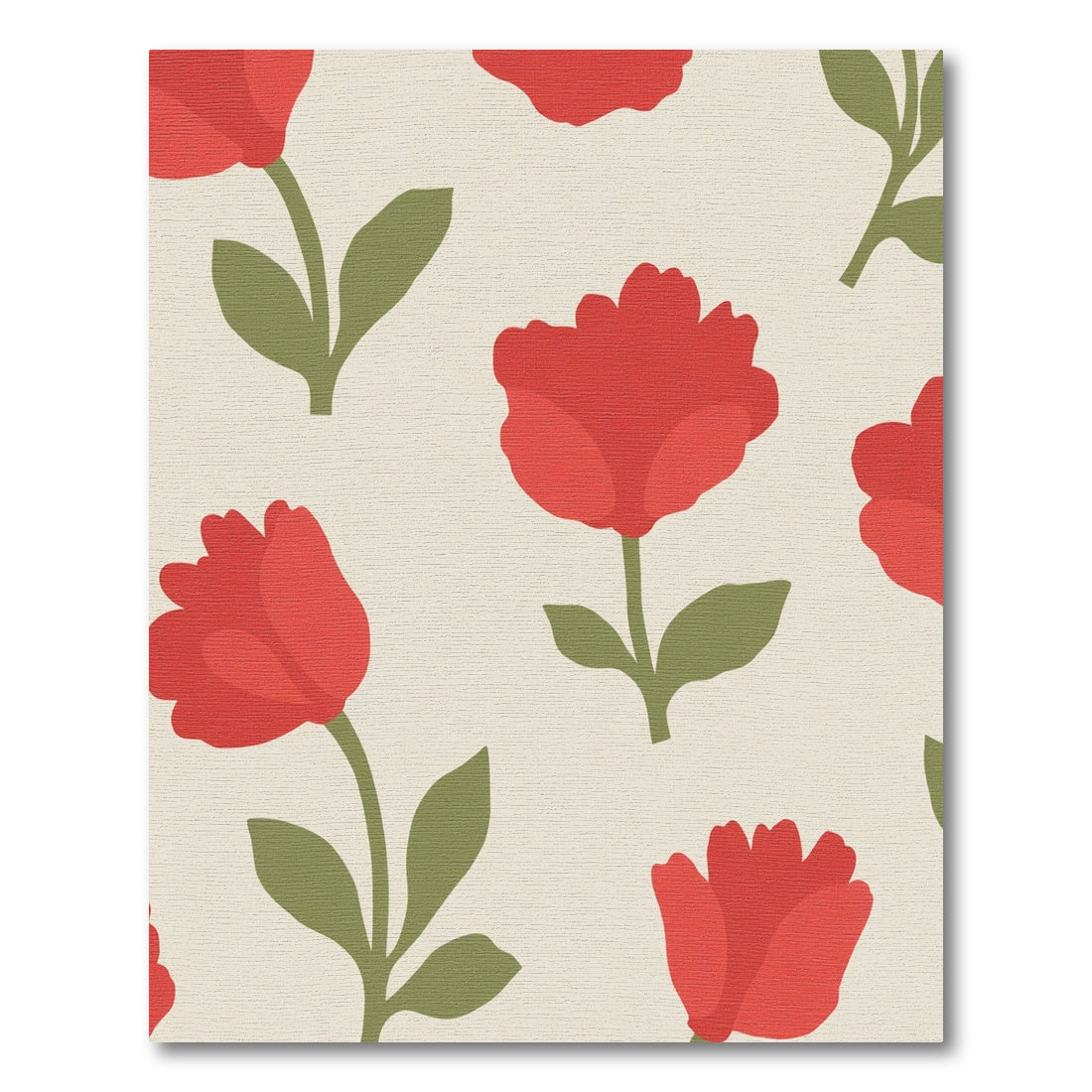 Crimson Floral Tulips Garden Rug