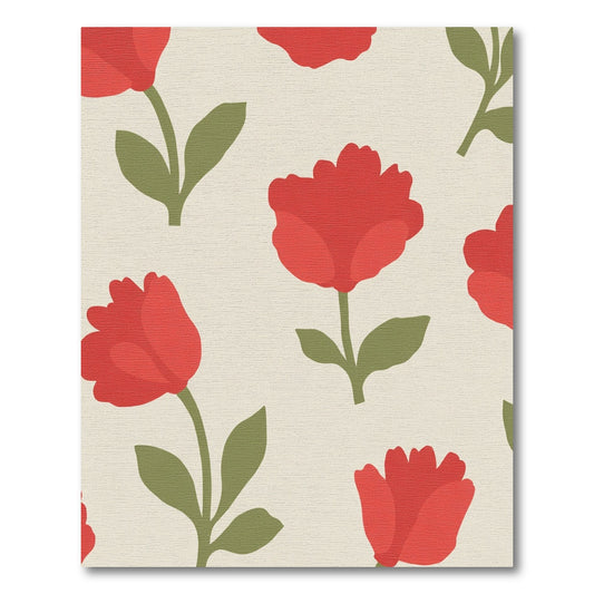 Crimson Floral Tulips Garden Rug