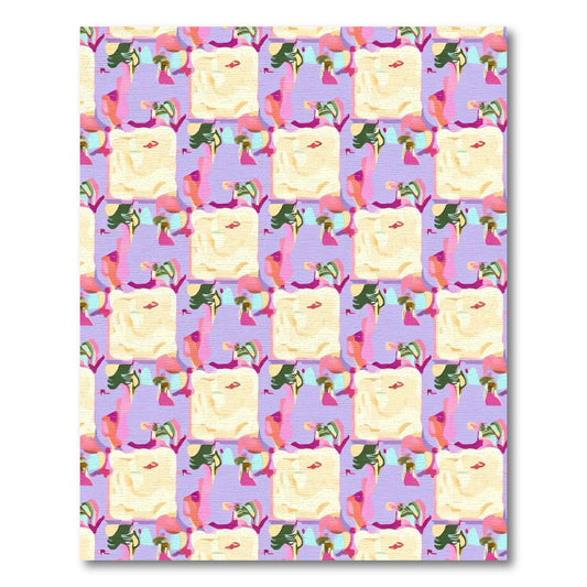 Abstract Pastel Squares Organic Shapes Rug