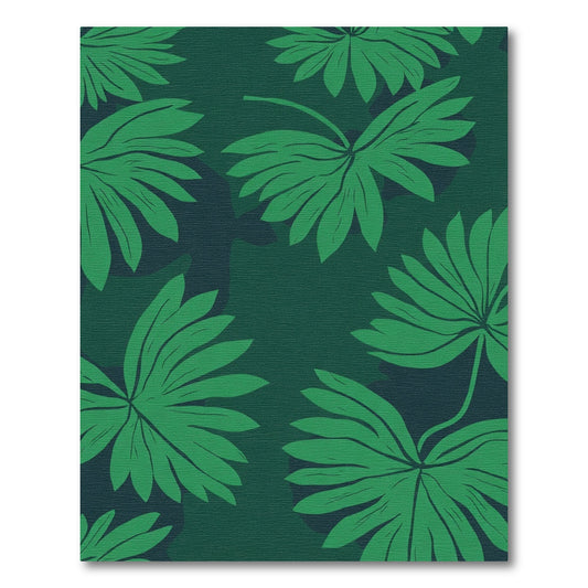 Deep Green Tropical Foliage Rug