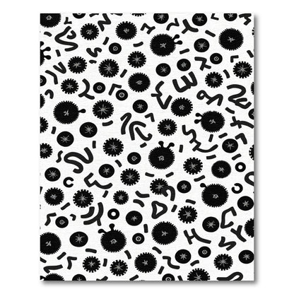Black Abstract Starburst Swirl Rug