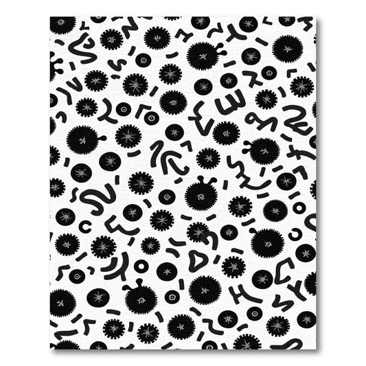 Black Abstract Starburst Swirl Rug