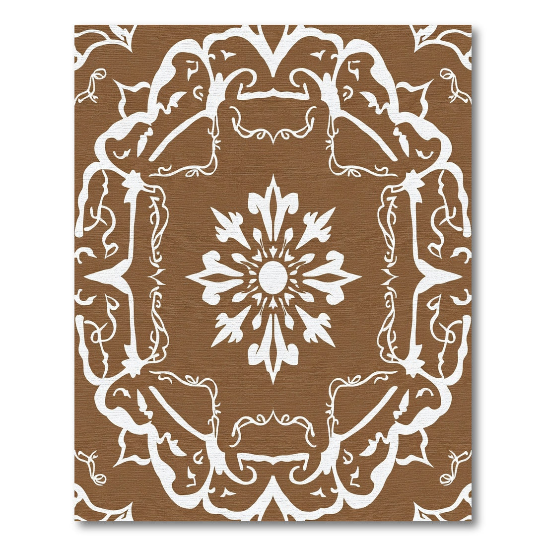 Brown White Floral Mandala Rug