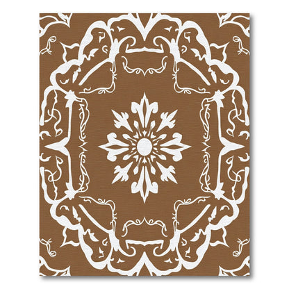 Brown White Floral Mandala Rug