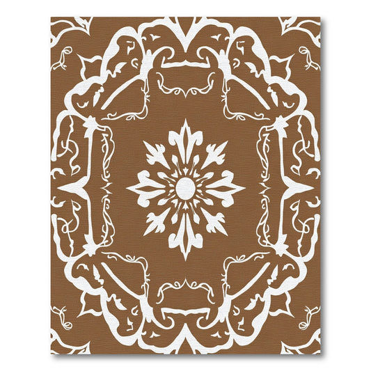 Brown White Floral Mandala Rug