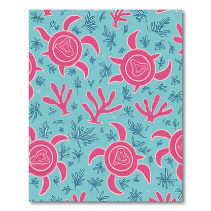 Whimsical Pink Turtle Coral Medley Rug