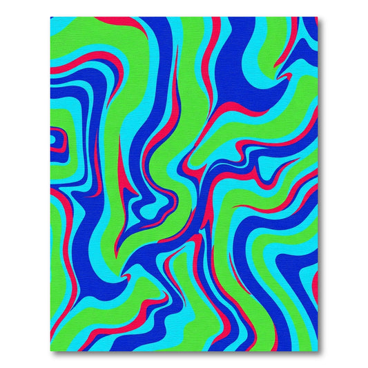 Vibrant Swirling Lines Green Blue Splash Rug