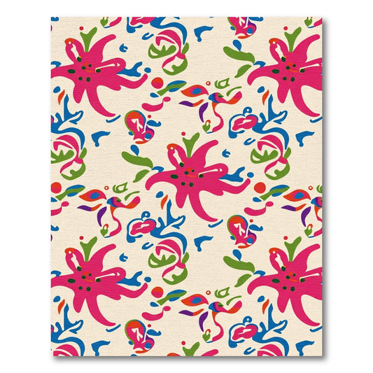 Abstract Pink Blue Green Multi Floral Rug