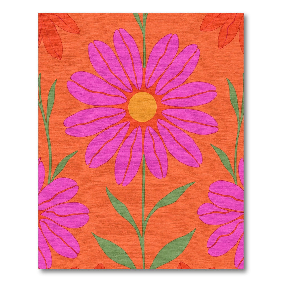 Bold Fuchsia Coneflowers In Orange Rug