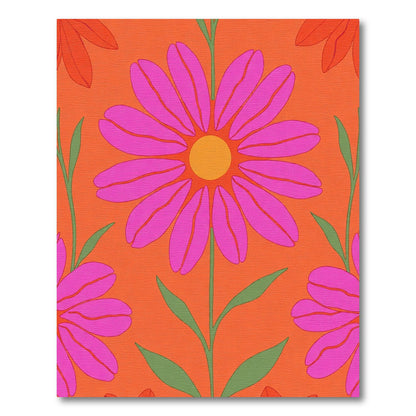 Bold Fuchsia Coneflowers In Orange Rug