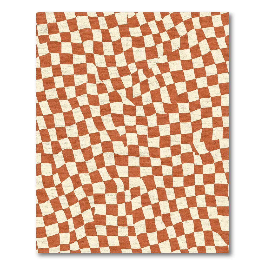 Retro Checkered Terra Cotta Wave Rug