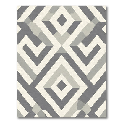 Geometric Gray Nested Diamond Rug