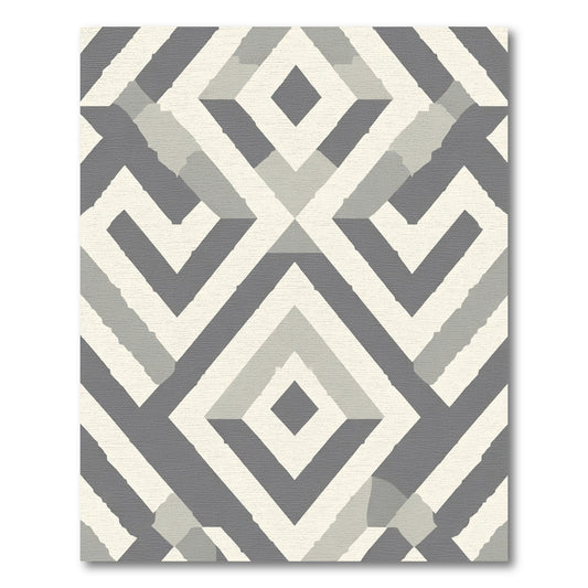 Geometric Gray Nested Diamond Rug