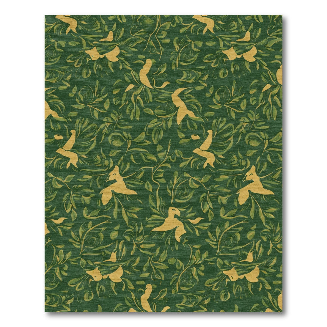 Golden Birds Lush Green Foliage Rug
