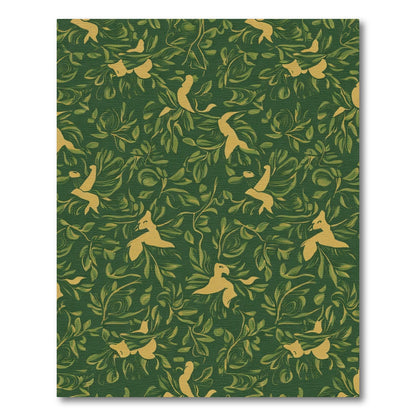 Golden Birds Lush Green Foliage Rug