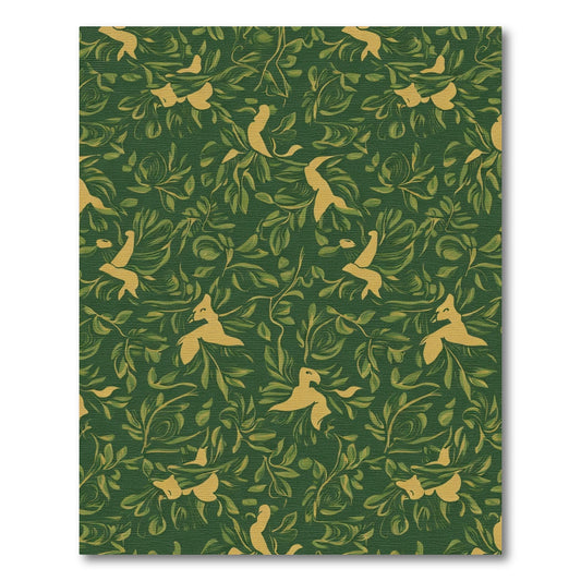 Golden Birds Lush Green Foliage Rug