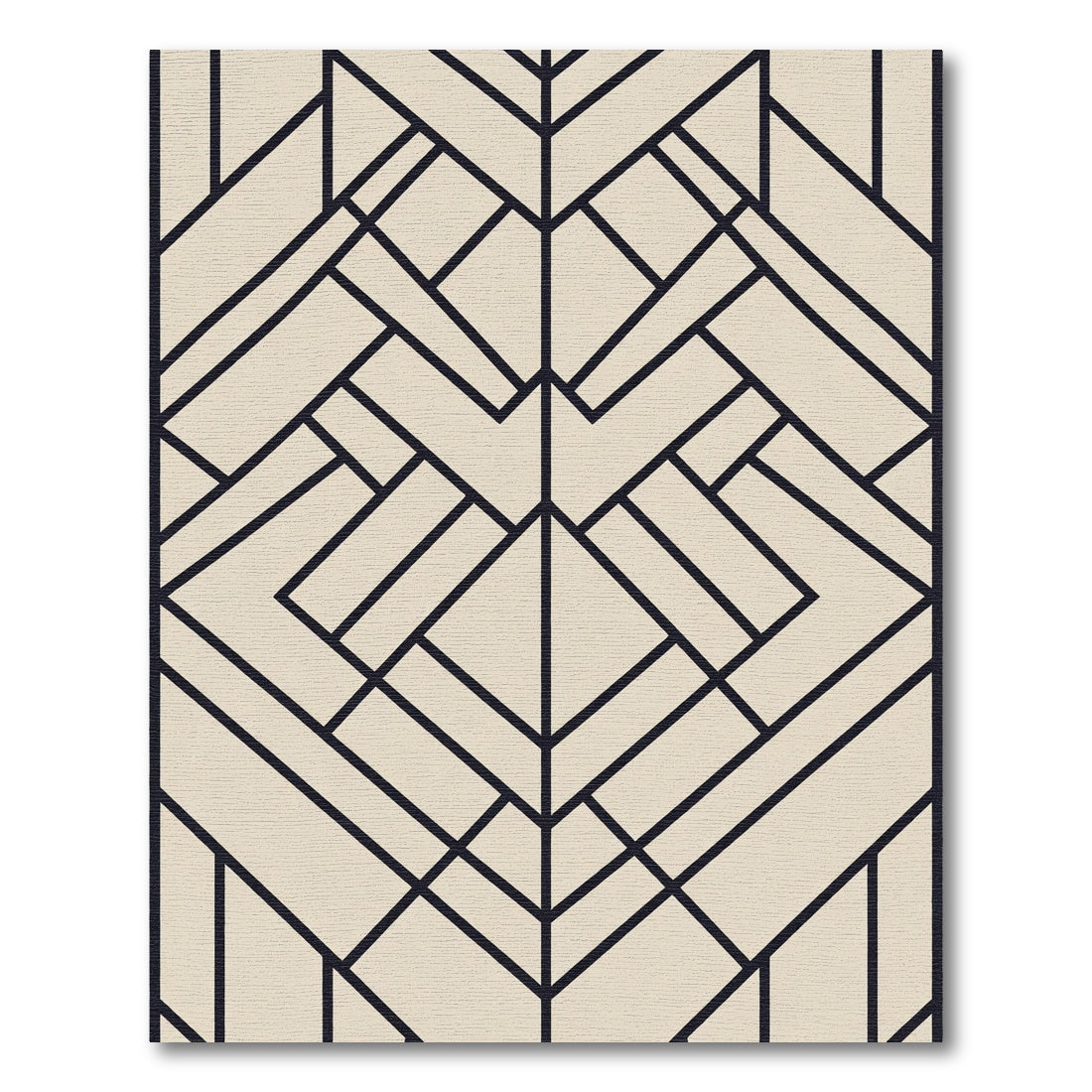 Art Deco Geometric Cream and Black Rug
