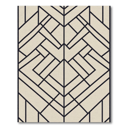 Art Deco Geometric Cream and Black Rug
