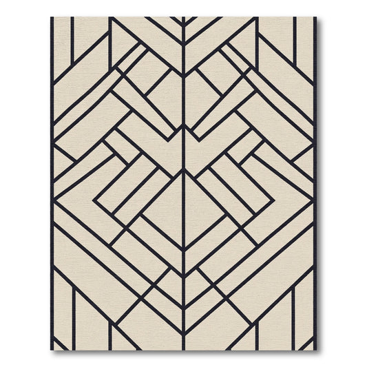 Art Deco Geometric Cream and Black Rug