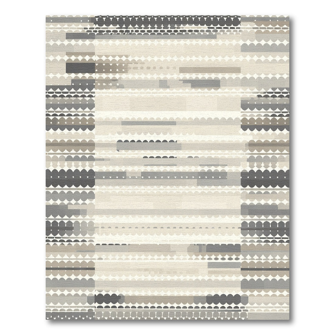 Neutral Tone Abstract Stripe Collage Rug