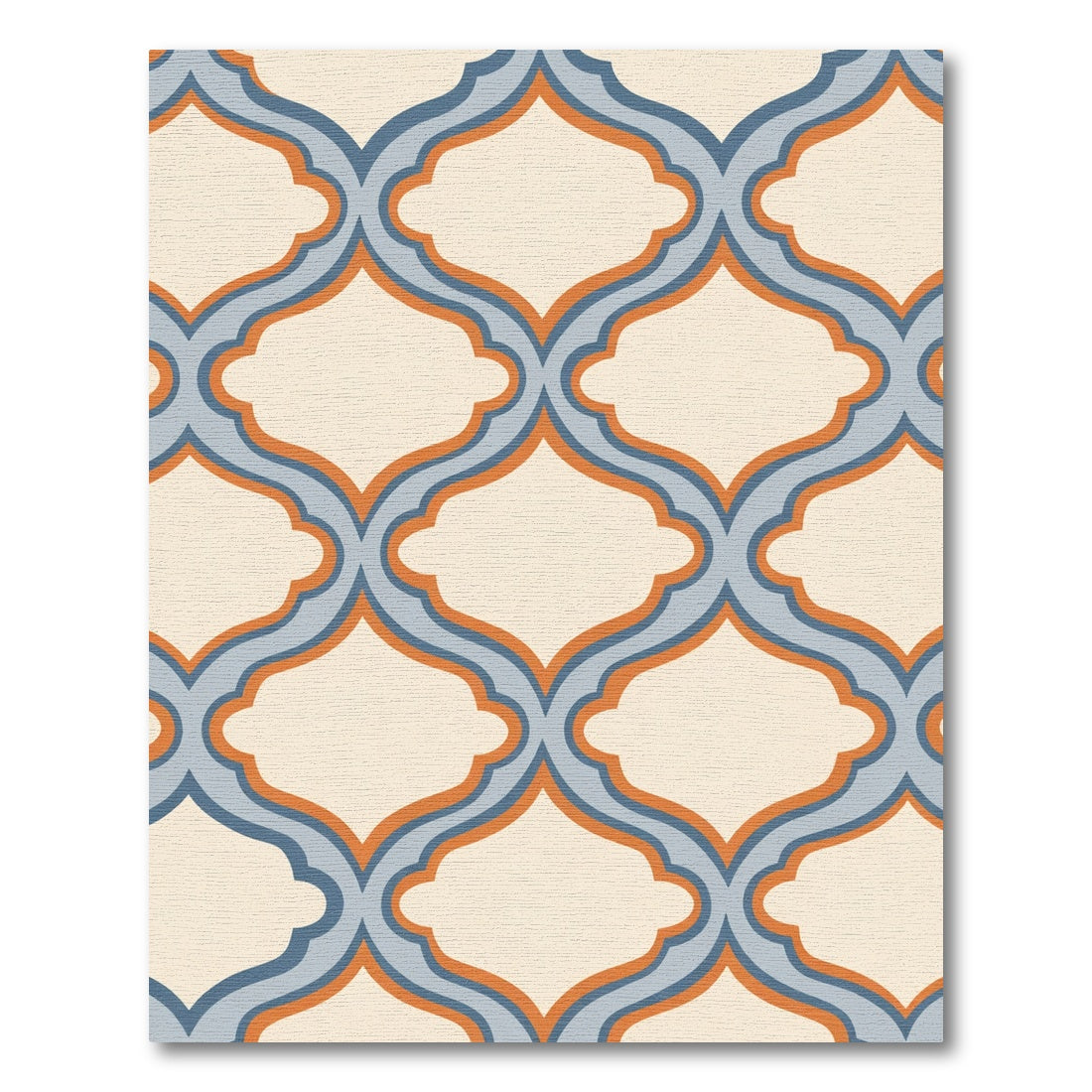Classic Cream Blue Orange Arabesque Trellis Rug