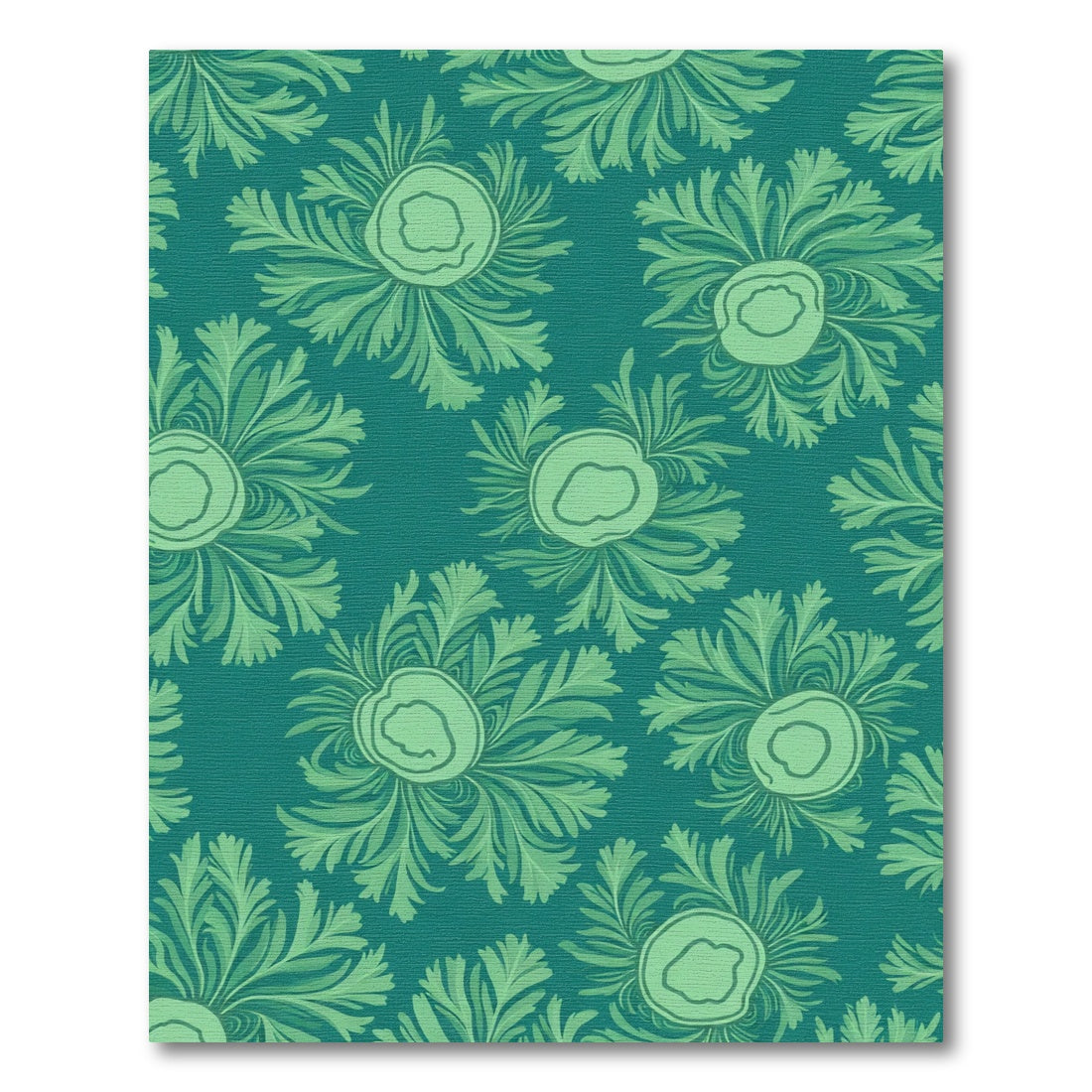 Teal Emerald Green Floral Swirl Rug