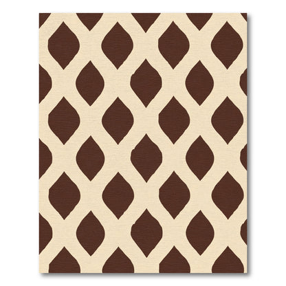 Cream Brown Interlocking Lattice Rug