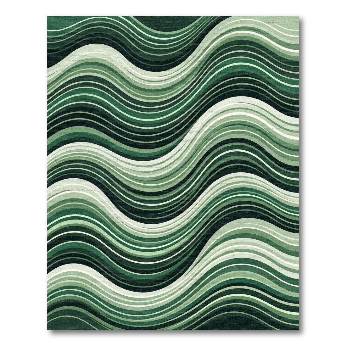 Deep Emerald Abstract Wavy Stripes Rug