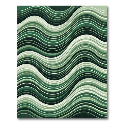 Deep Emerald Abstract Wavy Stripes Rug