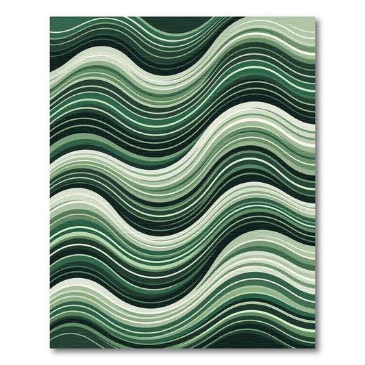 Deep Emerald Abstract Wavy Stripes Rug