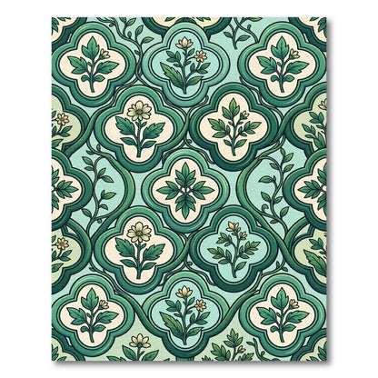 Green Floral Trellis Blossom Rug
