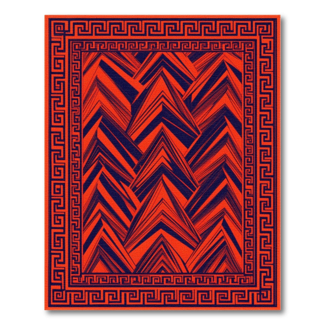 Red Geometric Chevron Area Rug