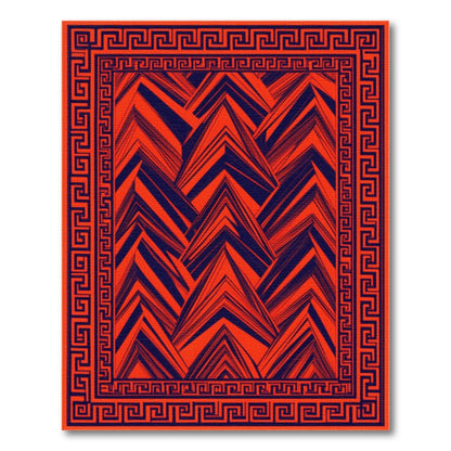 Red Geometric Chevron Area Rug