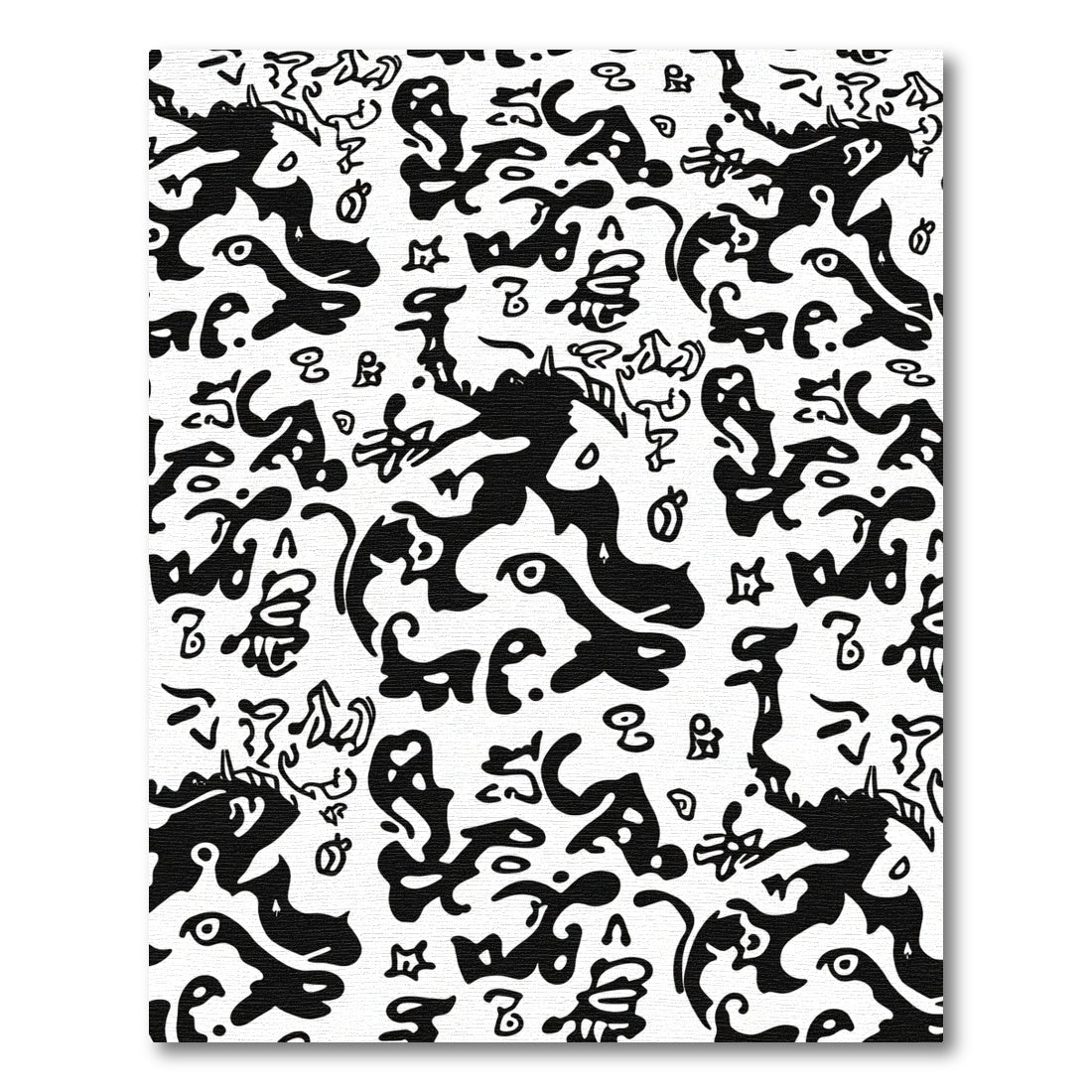Bold Black Abstract Organic Shapes Rug