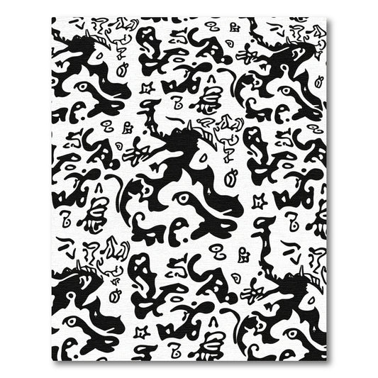 Bold Black Abstract Organic Shapes Rug
