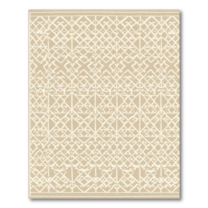 Beige White Geometric Lattice Rug