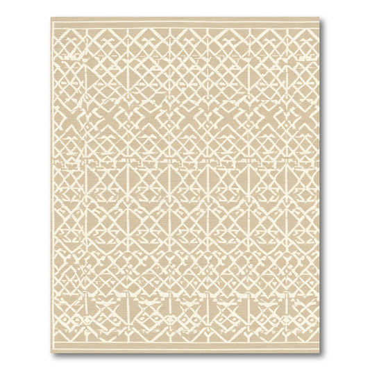 Beige White Geometric Lattice Rug