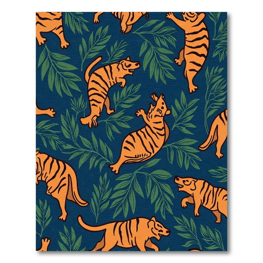 Amber Tigers Amidst Green Foliage Rug