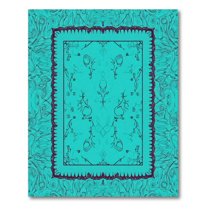 Teal Vine Bordered Abstract Harmony Rug
