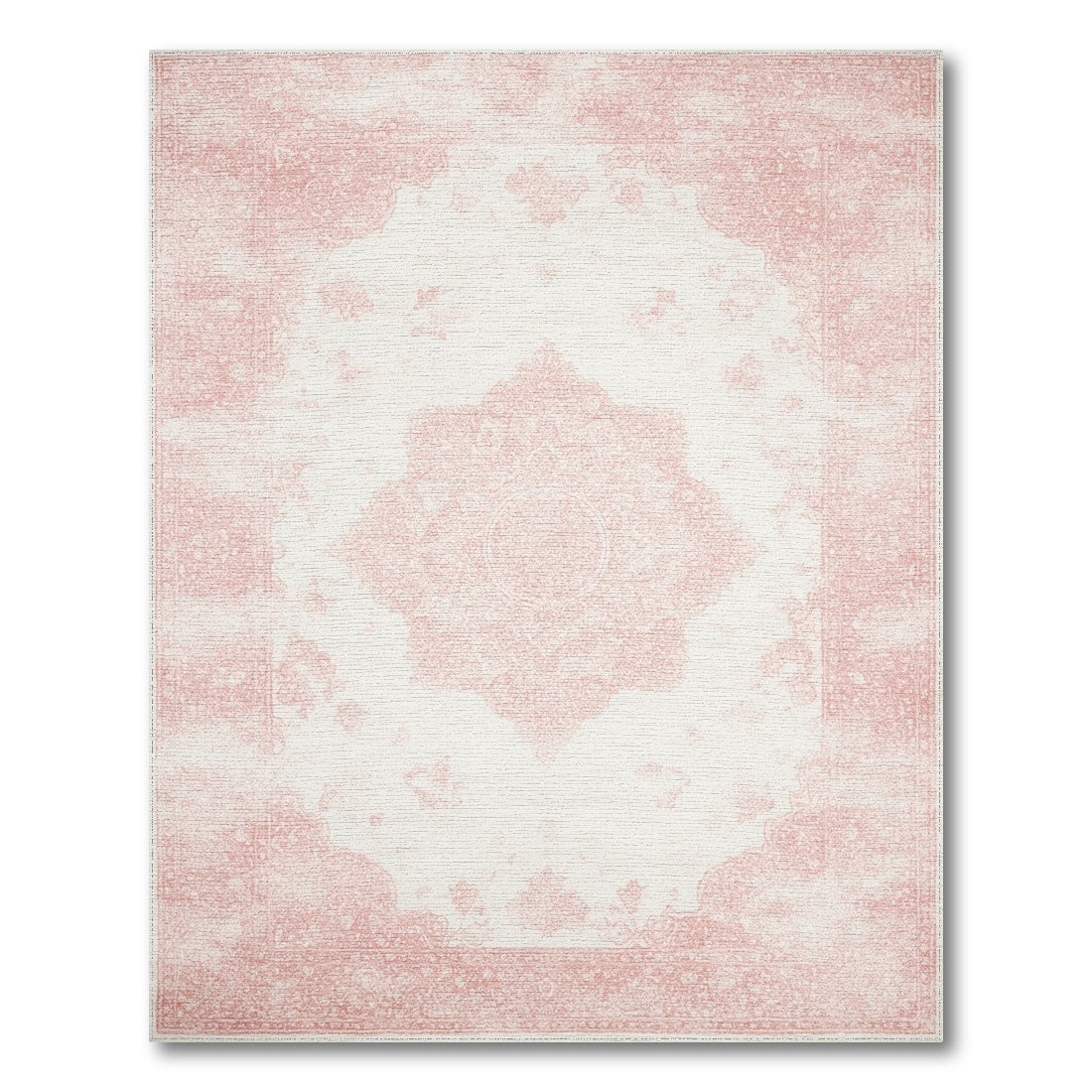 Distressed Vintage Pink Distressed Vintage Medallion Area Rug
