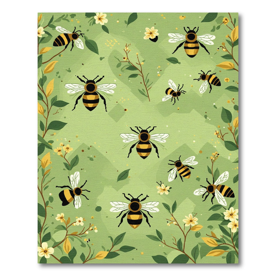 Whimsical Bee Garden Green Rug