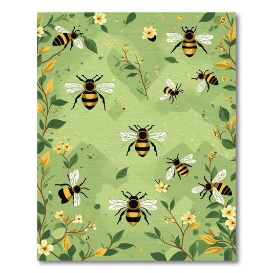 Whimsical Bee Garden Green Rug