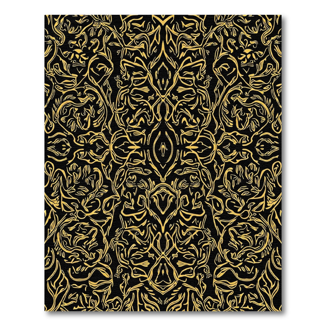 Gold Abstract Floral Symmetry Rug