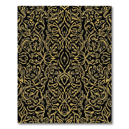 Gold Abstract Floral Symmetry Rug