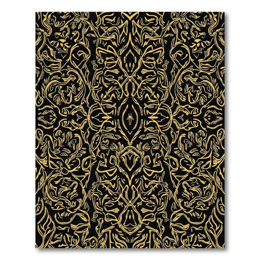 Gold Abstract Floral Symmetry Rug